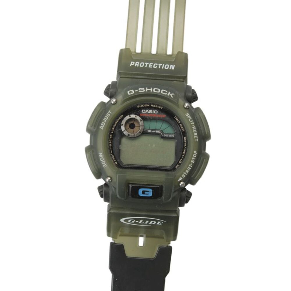 G Shock Mens Stainless Steel + Green Resin DW-9000 Digital Watch 47mm